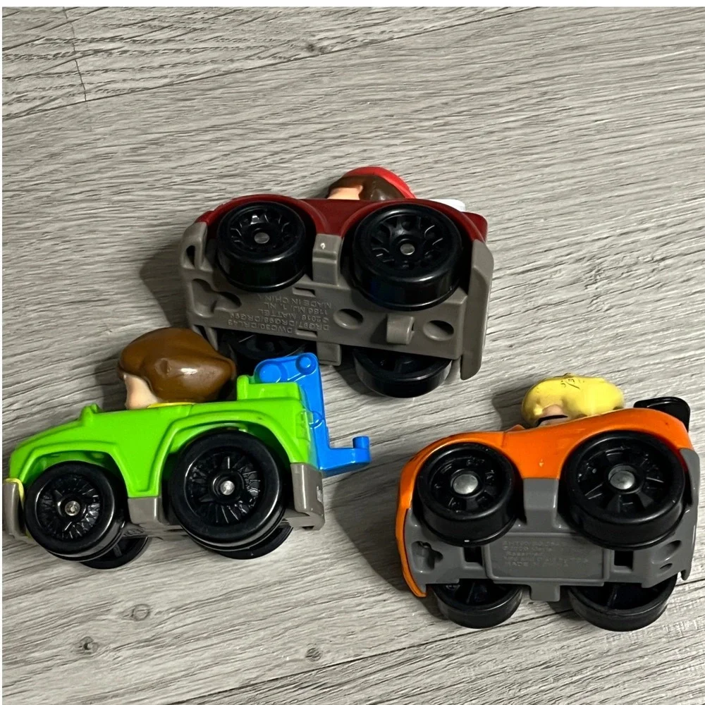 Fisher Price Little People Wheelies Vehicle Lot 3 Cars Green Maroon Orange DRH03